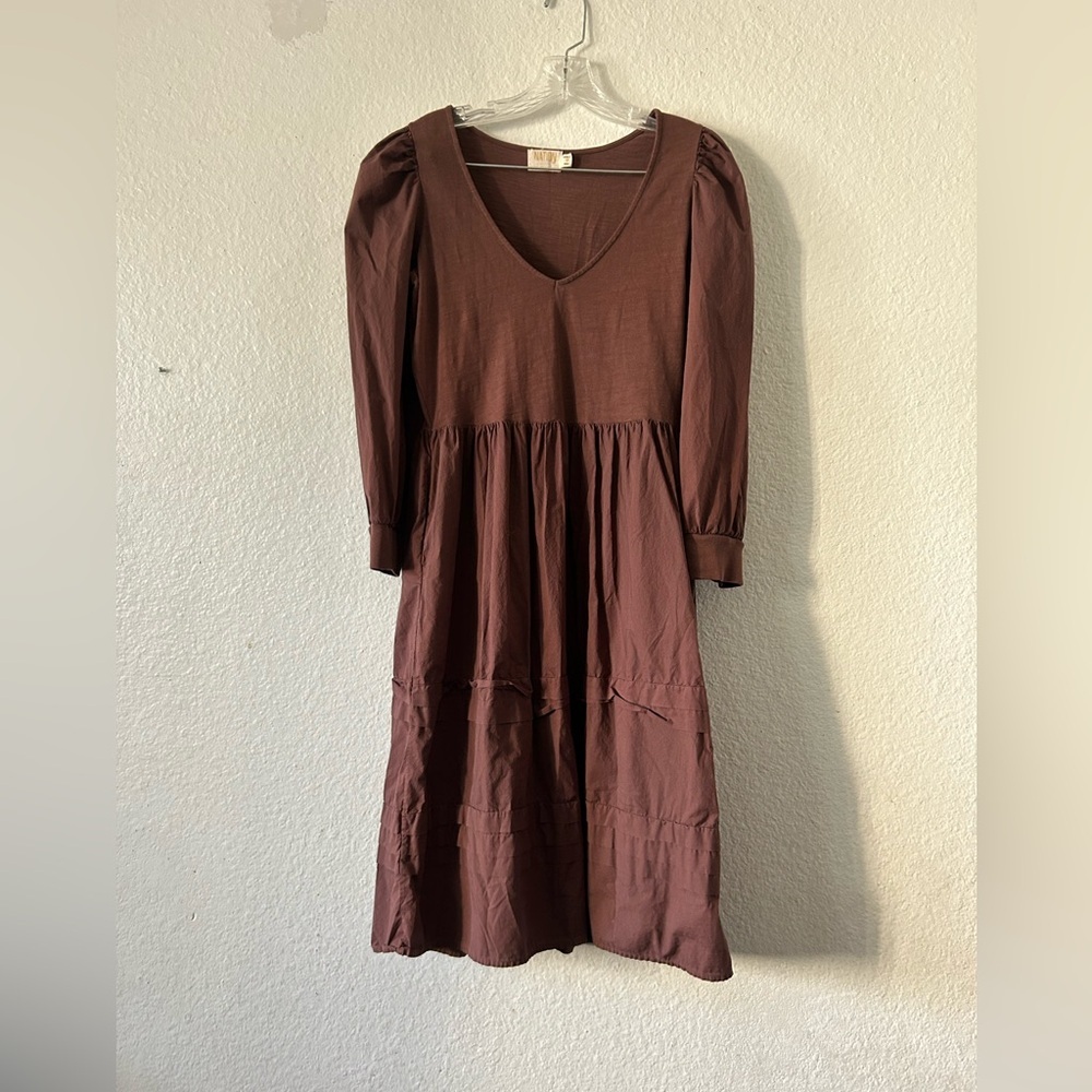 Elegant Brown V-Neck Dress